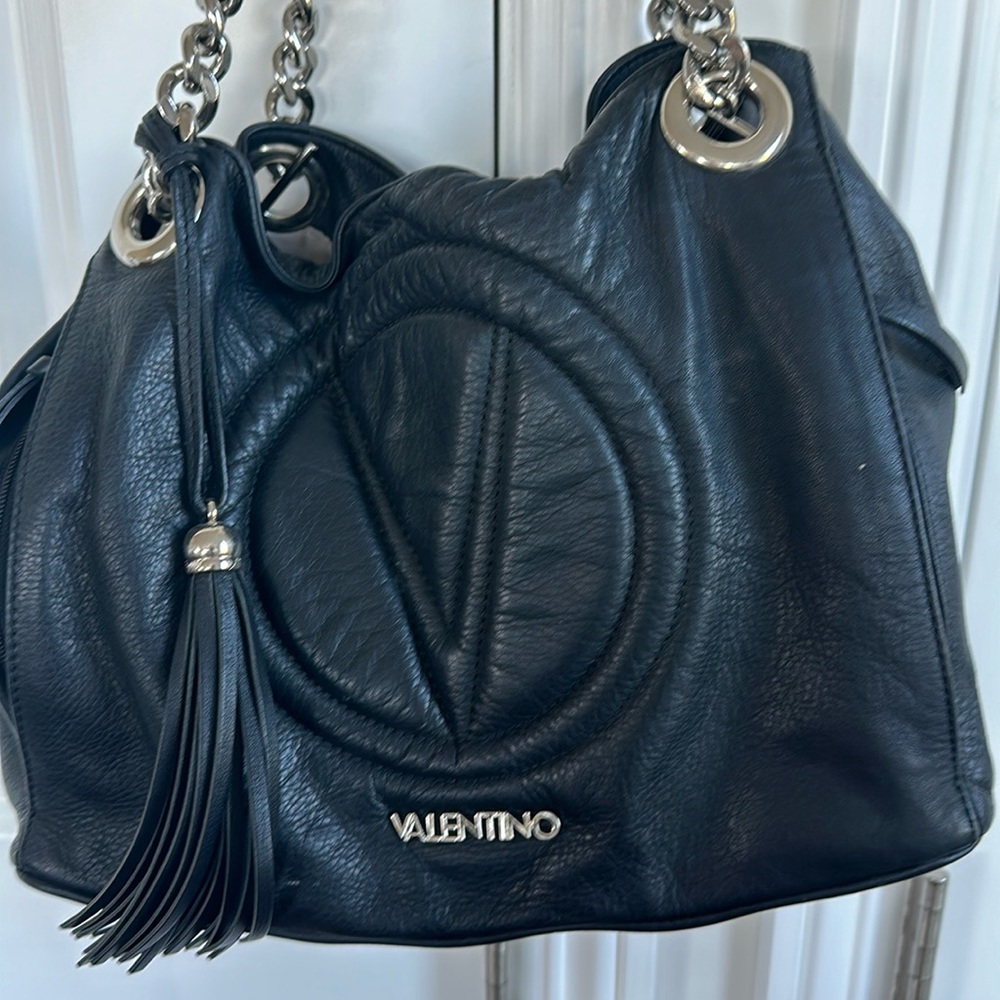 Beautiful black leather bag and matching wallet from Valentino